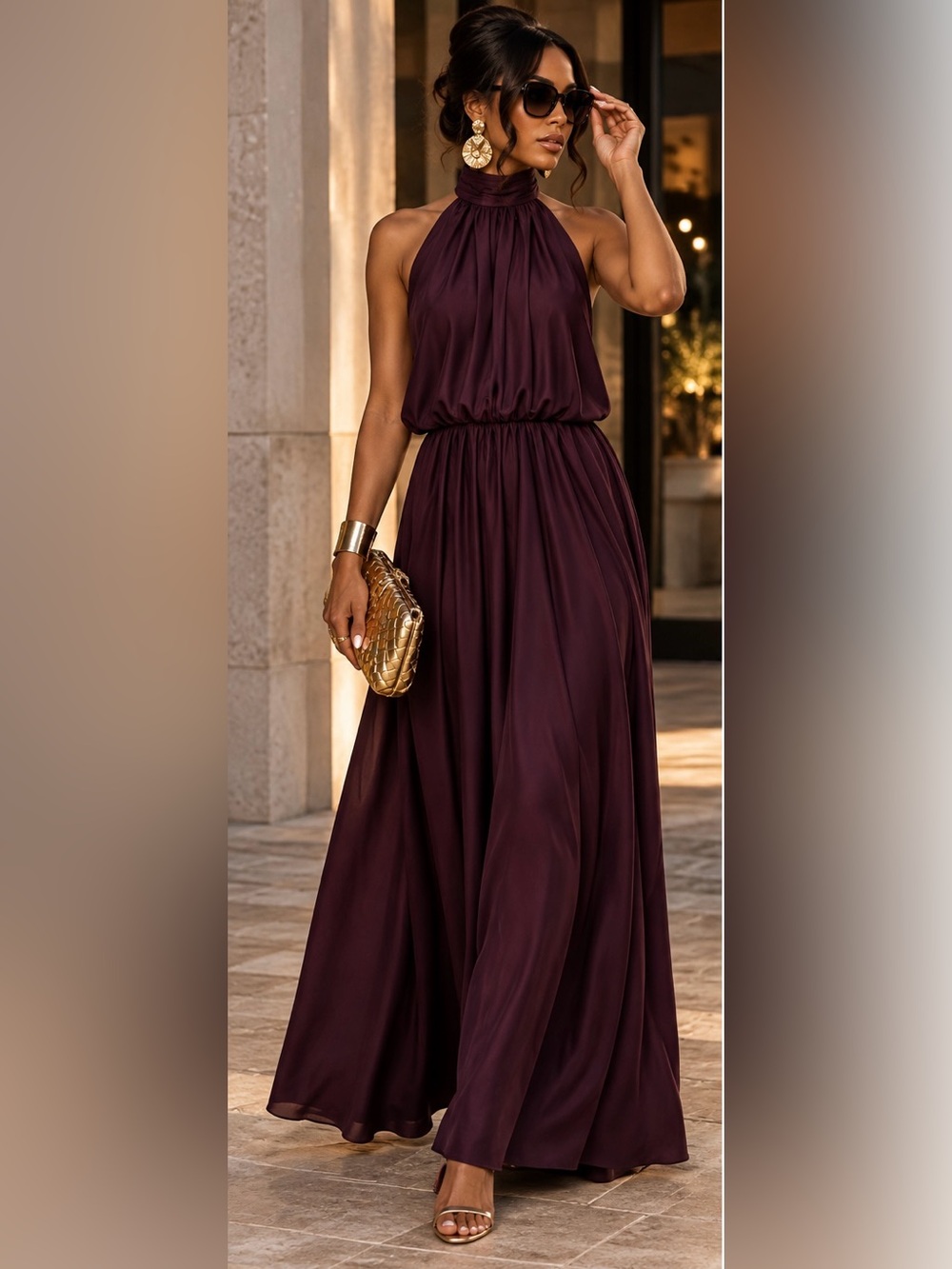 LONG HALTERNECK DRESS - Picture 2 of 9
